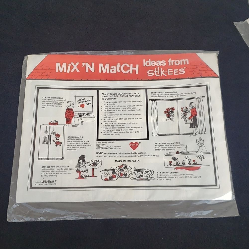 3 Sets Vintage Stik-ees Self Stick Vinyl Window Clings Still Sealed in Package - Picture 3 of 7